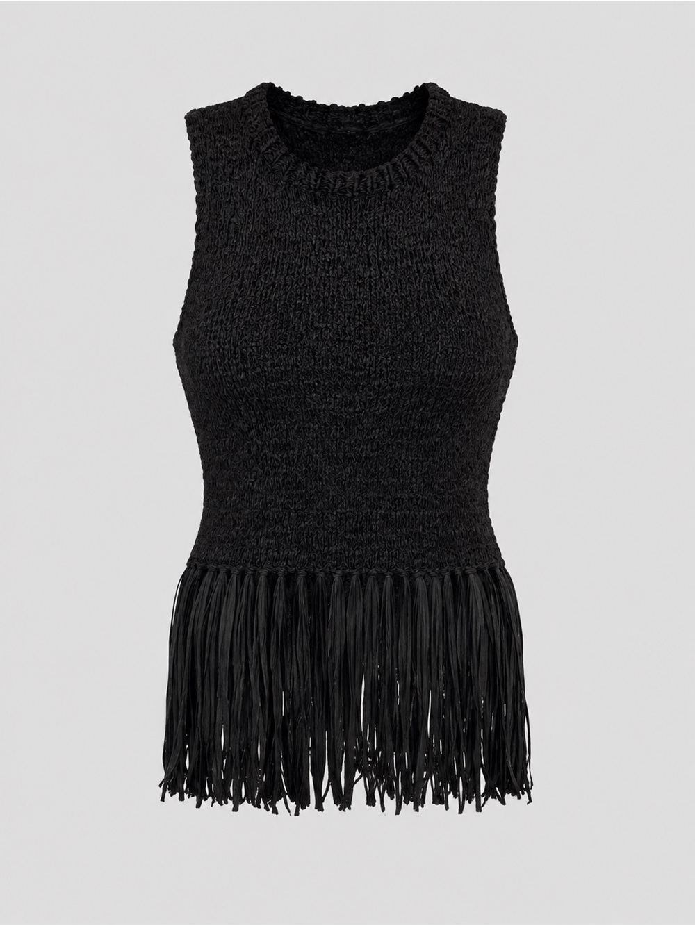 A.L.C. | Bette Knit Sleeveless Top Fringe Detail in Black, Size XS